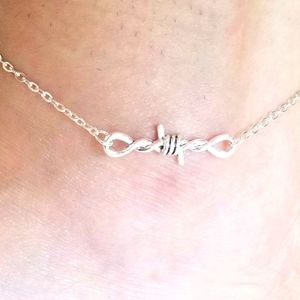 Barbed Wire Anklet Silver Chain Ankle Bracelet Barbed Wire Jewelry Handmade